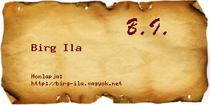 Birg Ila névjegykártya